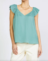 CURRENT AIR SWEETHEART RUFFLED TOP IN SAGE GREEN