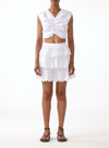 Jason Wu Scalloped Tiered Eyelet Mini Skirt In White