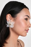 Lulus Blissful Blooming White And Gold Flower Statement Earrings In White