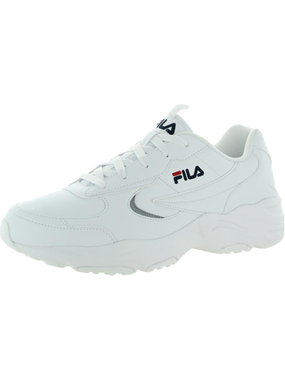 Fila Mastermind Womens Faux Leather Fitness Running Shoes In White