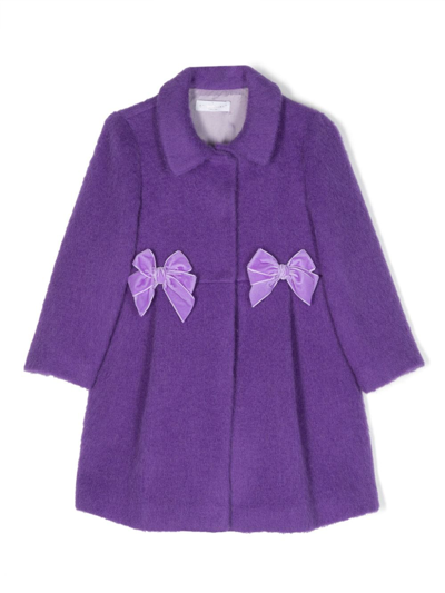 Colorichiari Bow-detail Single-breasted Coat In 紫色
