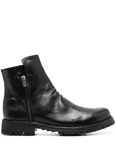 Officine Creative Iconik Leather Zip-up Boots In Black