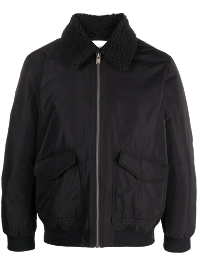 Zadig & Voltaire Shearling-collar Bomber Jacket In Black