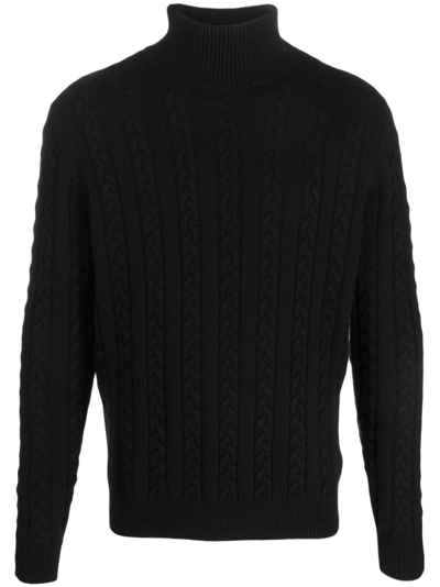 Fursac Cable-knit Mock-neck Jumper In Black