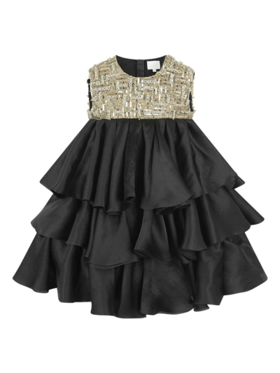 Maison Ava Lumi Tier-layered Dress In Black