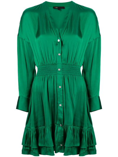 Maje Long-sleeve Satin Minidress In Green