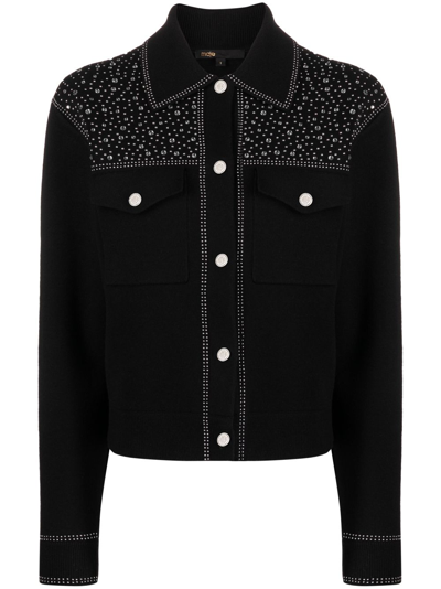 Maje Rhinestone-embellished Jacket In Black
