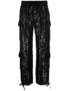P.A.R.O.S.H SEQUINNED STRAIGHT-LEG CARGO TROUSERS
