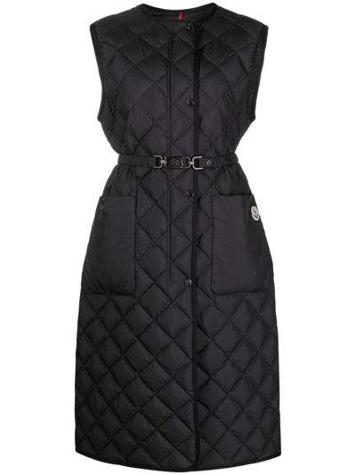 Moncler Butor Appliquéd Belted Quilted Shell Down Gilet In Black