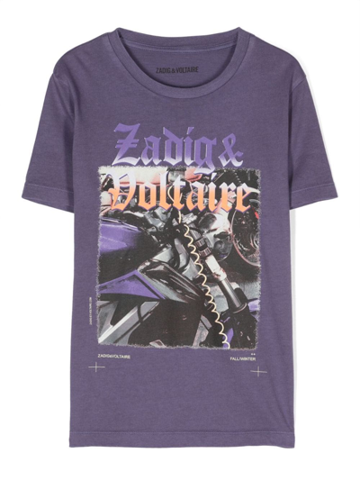 Zadig & Voltaire Graphic-print Cotton T-shirt In Purple