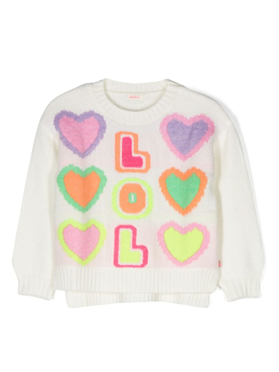Billieblush Girls Ivory Knitted Hearts Sweater