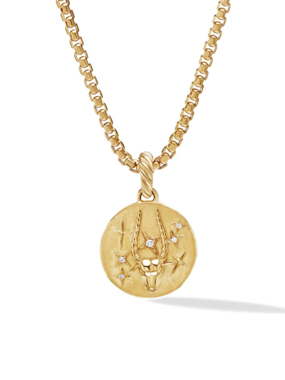 David Yurman 18kt Yellow Gold Capricorn Diamond Amulet Pendant