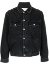 Isabel Marant Jango Logo-embroidered Faded Denim Jacket In Black