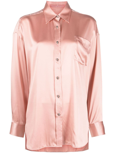 Ermanno Scervino Long-sleeve Silk Shirt In Pink