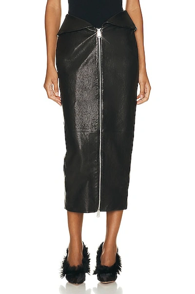 Khaite Pepita Leather Skirt In Black