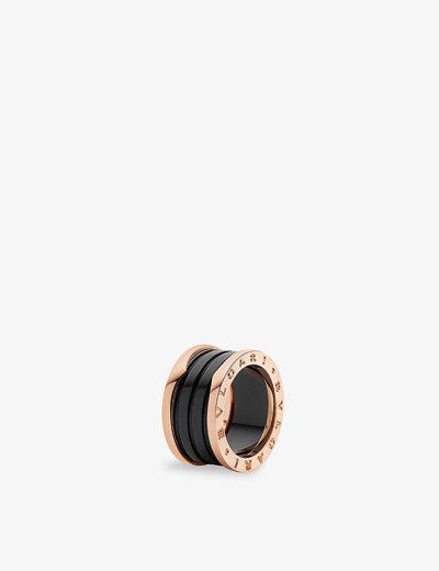 Bvlgari Womens Rose Gold B.zero1 Four-band 18ct Rose-gold And Ceramic Ring