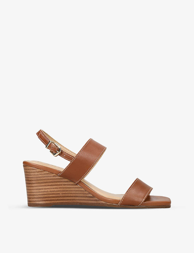 Carvela Womens Tan Jetset Wedge-heel Leather Sandals