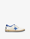 Golden Goose White June Sneakers For Kids With Star And Logo In White/navy