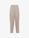 Reiss Womens Neutral Violet Patch-pocket Tapered-leg Mid-rise Wool-blend Trousers In Brown