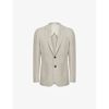 Reiss Mens Oatmeal Attire Single-breasted Slim-fit Stretch-wool Blazer