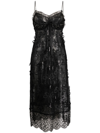 SIMONE ROCHA BLACK SEQUIN-EMBELLISHED SHEER SLIP DRESS