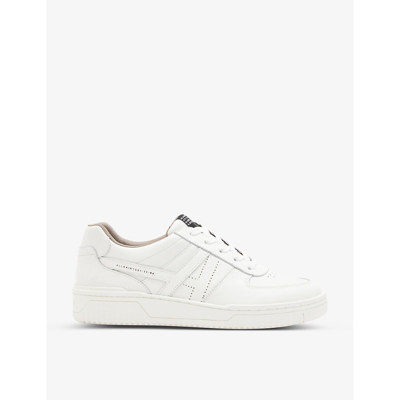 Allsaints Womens White Vix Logo-tab Leather Low-top Trainers
