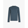 Allsaints Mens Jade Blue Brace Long-sleeved Cotton-jersey Top