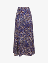 Reiss Blue Printed Midi Skirt In Blue