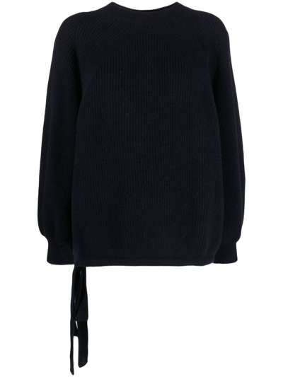 Msgm Puffball Ribbed-knit Jumper In Blue