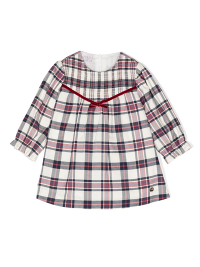 Paz Rodriguez Babies' Check-pattern Cotton Dress In Multicoloured