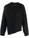 FENG CHEN WANG DOUBLE-COLLAR CABLE-KNIT JUMPER