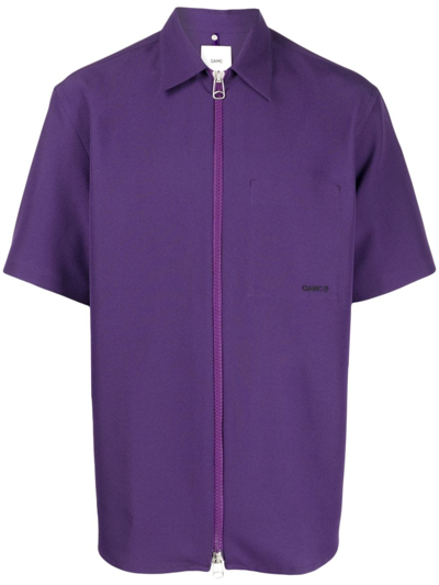 Oamc Ian Zip-up Shirt In Purple