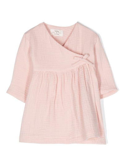 Teddy & Minou Babies' Bow-detail Wraparound Dress In Pink