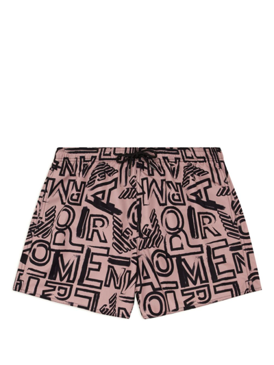 Emporio Armani Logo-print Swim Shorts In Neutrals