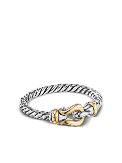 David Yurman 18kt Yellow Gold And Sterling Silver Petite Buckle Ring