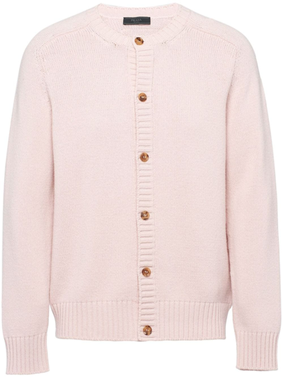 Prada Button-fastening Long-sleeve Cardigan In Pink