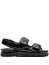 Prada Logo-lettering Quilted Leather Sandals In Black