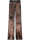 PALM ANGELS LOGO-TAPE SEQUIN FLARED TROUSERS