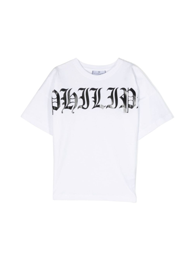 Philipp Plein Junior Kids' Logo-print Cotton T-shirt In White