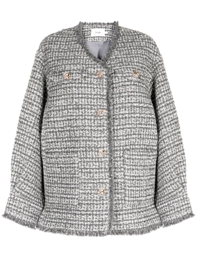 B+ab Metallic-threading Tweed Jacket In Grey