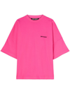 Palm Angels Ogo Embroidered Cotton T-shirt In Pink