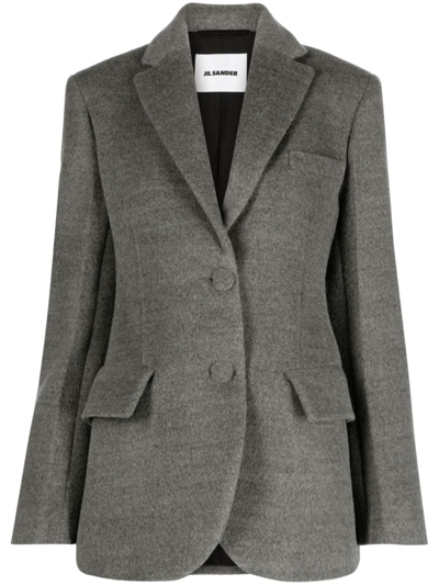 Jil Sander Virgin-wool Single-breasted Blazer In Grey