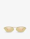 Vogue Womens Gold Oval Sunglasses