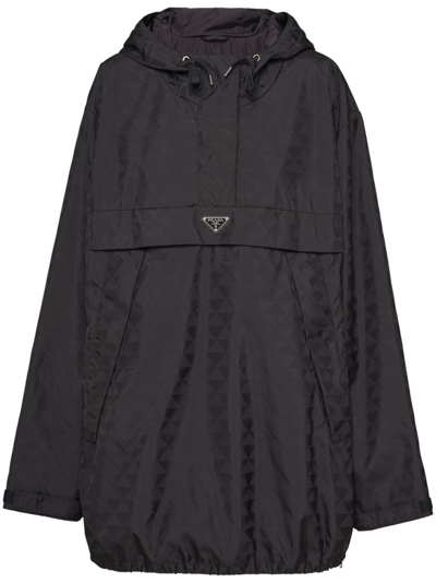 Prada Triangle-logo Printed Raincoat In Black