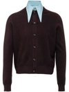 Prada Detachable-collar Cashmere-blend Cardigan In Brown