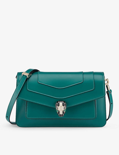 Bvlgari Womens Green Serpenti Forever Leather Cross-body Bag