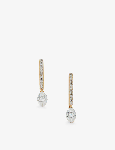 Monica Vinader Womens Yellow Gold 14ct Yellow-gold And 0.0786ct Marquise-cut Diamond Drop Earrings