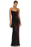 Saint Laurent Sleeveless Draped Gown In Noir Bordeaux