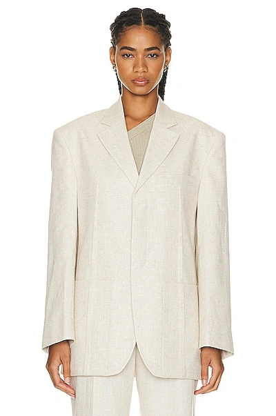 Jacquemus La Waistcoate Tibau Linen-blend Blazer In Light Beige