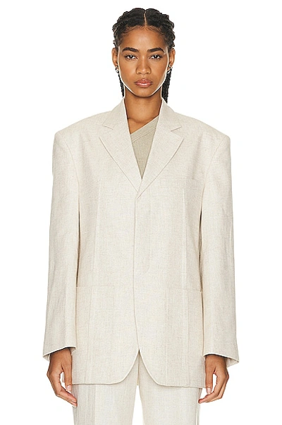 Jacquemus La Veste Tibau Linen-blend Blazer In Light Beige